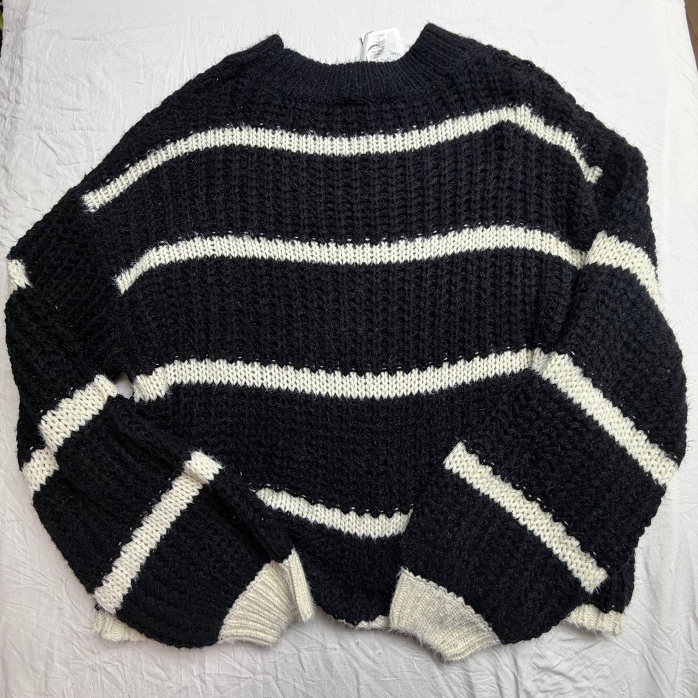 NWT Grace Karin Women's Oversized Black Striped Crewneck Sweater XL - Picture 6 of 6
